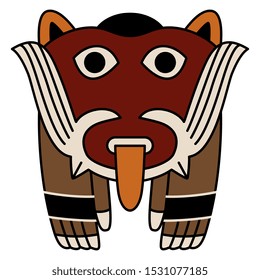 Isolated Vector Illustration. Funny Stylized Cat. Ancient Peruvian Tribal Motif From Nazca Pottery.