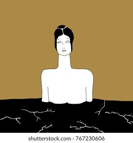 Isolated vector illustration. Goddess Gaia. Greek mythology. Based on hand drawn original style art.