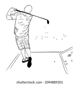 Einzige Vektorgrafik eines Golfers. Golfspiel für Druck, Vorlage für Designer, Logo, Symbol