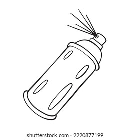 Isolated vector illustration of graffiti spray can. Cute thin line icon for design, cover etc.