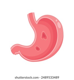 Isolated vector illustration graphic of a stomach with ulcers