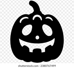 Isolated vector illustration of Halloween pumpkin icon featuring scary and funny pumpkin monster face on white background.