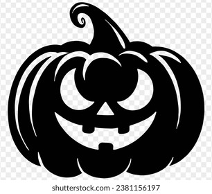 Isolated vector illustration of Halloween pumpkin icon featuring scary and funny pumpkin monster face on white background.