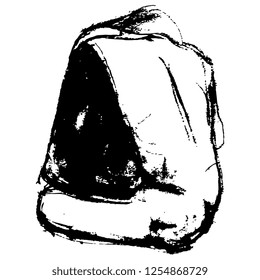 Isolated vector illustration. Hand drawn black and white chalk sketch of a sitting naked person from the back. 