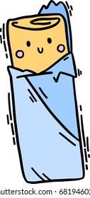 Isolated vector illustration hand drawn cute burrito wrap
