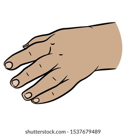 Isolated vector illustration. Hand of a little child. Colorful sketch. Cartoon style.