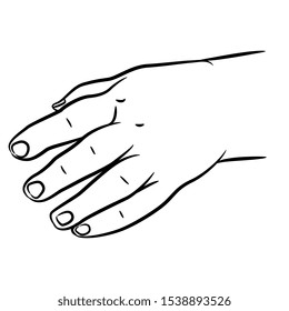 
Isolated vector illustration. Hand of a little child. Black and white linear silhouette. Cartoon style.