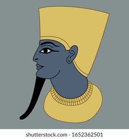 Isolated vector illustration. Head of ancient Egyptian pharaoh.
