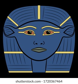 Isolated vector illustration. Head of ancient Egyptian goddess of love Hathor. 