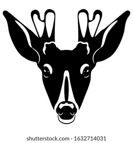 
Isolated vector illustration. Head of a deer. Black and white silhouette.