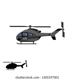 isolated vector illustration of helicopter. colored drawing, white background