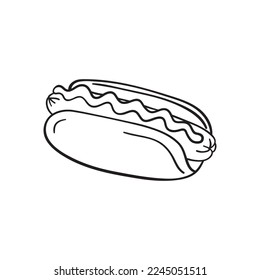 Einzige Vektorgrafik von Hot Dog. Dünne Linie Icon für Design, Cover etc.