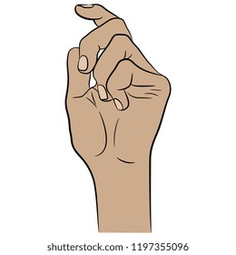 Isolated vector illustration of a human Caucasian hand. Hand drawn linear sketch. Cartoon style.