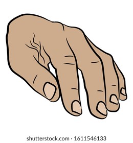 Isolated vector illustration. Human Caucasian hand in relaxed gesture. Cartoon style.