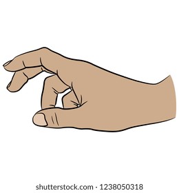Isolated vector illustration. Human female Caucasian hand in elegant gesture. Hand drawn linear sketch. Cartoon style.