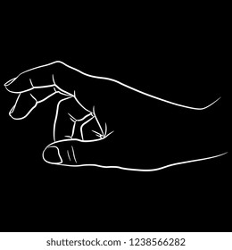 
Isolated vector illustration. Human female hand in elegant gesture. Hand drawn linear sketch. White silhouette on black background.