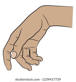 Isolated vector illustration. Human female Caucasian hand in elegant relaxed gesture. Hand drawn linear sketch. Cartoon style.