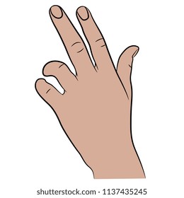 Isolated vector illustration of a human hand in a smoking gesture. Cartoon style.