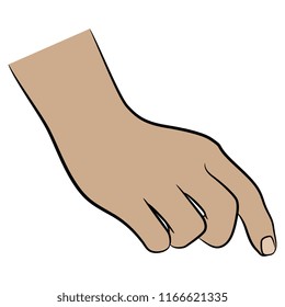 Isolated vector illustration. Human hand. Hand drawn linear sketch. Cartoon style.