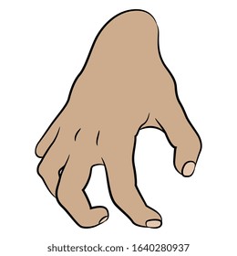 Isolated vector illustration. Human hand with clenched fingers. Cartoon style.