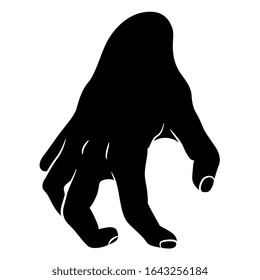 Isolated vector illustration. Human hand with clenched fingers. Black and white silhouette.