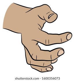 Isolated vector illustration. Human male hand with clenched fingers. Cartoon style.