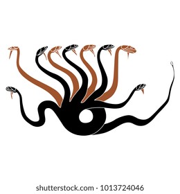 Isolated vector illustration. Hydra. Ancient Greek mythology. Based on classical vase painting.