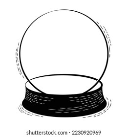 Ilustración vectorial aislada dibujo de tinta de nieve festiva vacía globo. Objeto detallado dibujado a mano