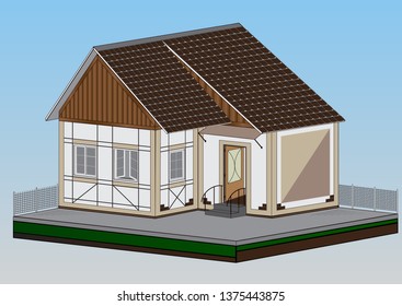 Isolated vector illustration of isometric house building