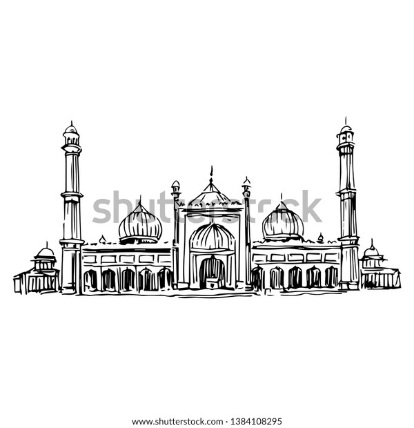 Isolated Vector Illustration Jama Masjid Delhi Stock Vector Royalty 