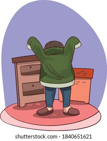 Isolated Vector Illustration Of Kid Head Stuck In Sweater