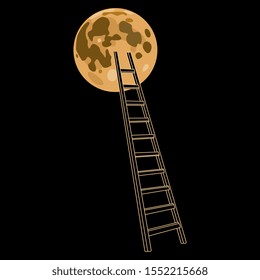 
Isolated vector illustration. Ladder to the full Moon. Fantastic abstract concept.
