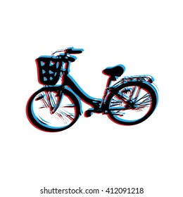 an isolated vector illustration of a lady's bicycle with a basket with a blur effect