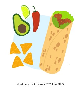 Isolated vector illustration of latina  american food, mexican food