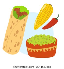 Isolated vector illustration of latina  american food, mexican food