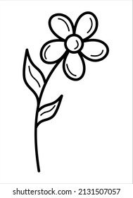 Flor simple de línea de ilustración vectorial aislada. Bueno para diseño web y móvil, libro de colorear.