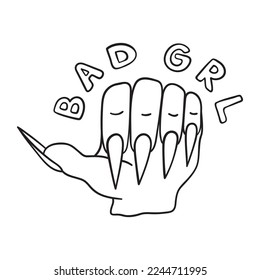 Isolated vector illustration of long nails. Cute thin line icon for design, cover etc.	