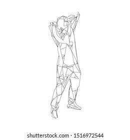 Isolated vector illustration in low-poly style on a white background. The drawing consists of thin lines and dots. Polygonal image on topics of science or medicine.