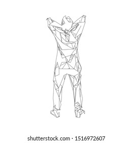 Isolated vector illustration in low-poly style on a white background. The drawing consists of thin lines and dots. Polygonal image on topics of science or medicine.