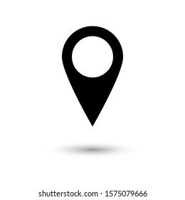 Isolated vector illustration of map pin. Navigation pointer icon. Location mark with shade.