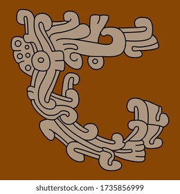 Ilustración vectorial aislada. Decoración maya. Desplazamiento geométrico abstracto. Antiguo arte nativo americano mexicano.