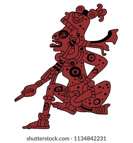 Isolated vector illustration of a Mayan goddess. Based on ancient ethnic motif of Mexican Maya Indians. 