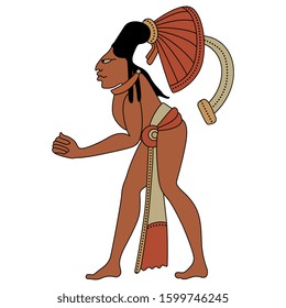 Isolated vector illustration. Mayan man. Pre-Columbian Mexican art.