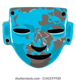 Isolated vector illustration of Mayan mask from Teotihuacan. Anceint art of Pre-Columbian Mexican Indians. Cartoon style.