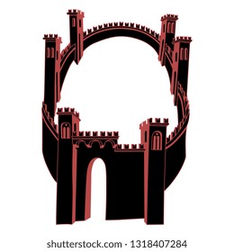 Isolated vector illustration of a medieval castle or city wall. 