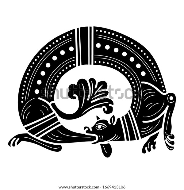 Isolated Vector Illustration Medieval Dragon Biting Stock Vector ...