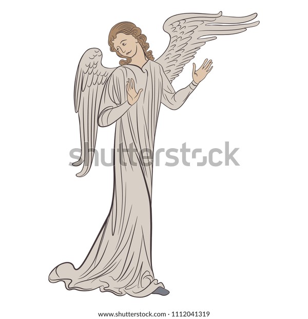 Isolated Vector Illustration Medieval Gothic Angel Stock Vector Royalty Free 1112041319
