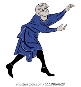 Isolated vector illustration of medieval man in dynamic pose. Based on ethnic Gothic motif.