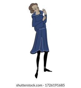 Isolated vector illustration. Medieval man in Gothic costume.