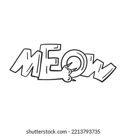 Isolated vector illustration of meow sign. Cute thin line icon for design, cover etc.